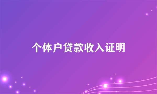 个体户贷款收入证明
