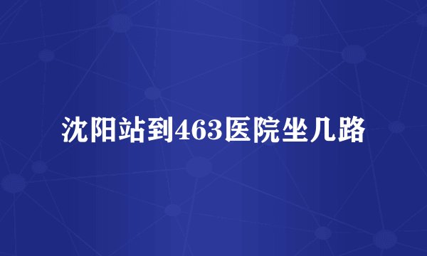 沈阳站到463医院坐几路