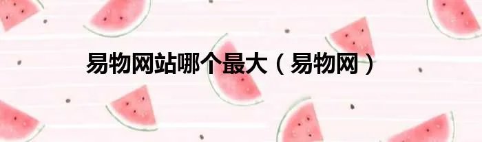 易物网站哪个最大（易物网）