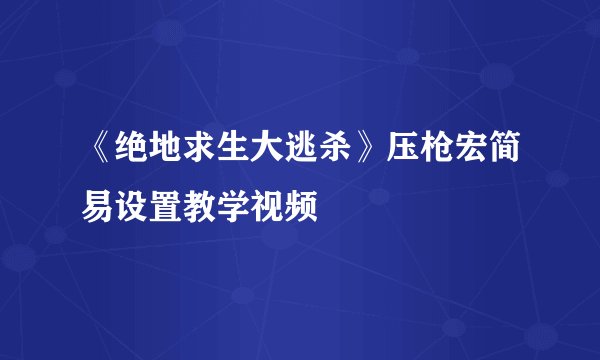 《绝地求生大逃杀》压枪宏简易设置教学视频