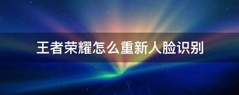 王者荣耀怎么重新人脸识别
