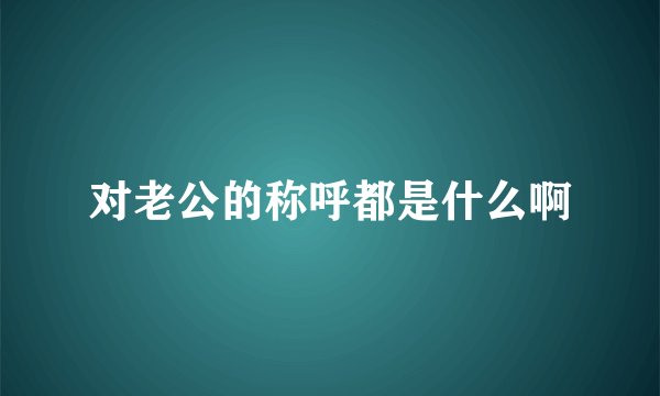 对老公的称呼都是什么啊