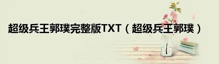 超级兵王郭璞完整版TXT（超级兵王郭璞）