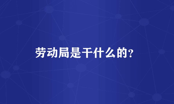 劳动局是干什么的？