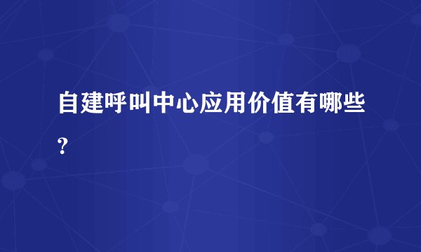 自建呼叫中心应用价值有哪些？