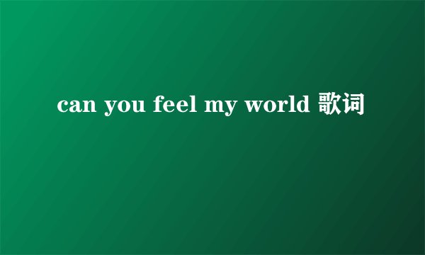 can you feel my world 歌词