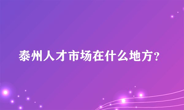 泰州人才市场在什么地方？