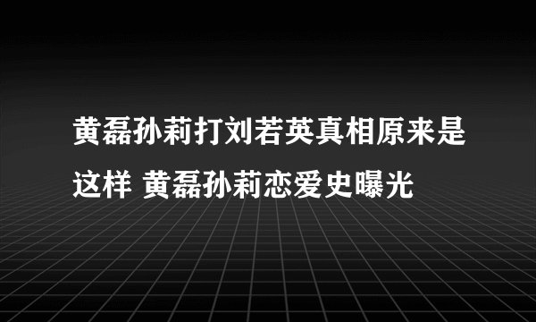 黄磊孙莉打刘若英真相原来是这样 黄磊孙莉恋爱史曝光
