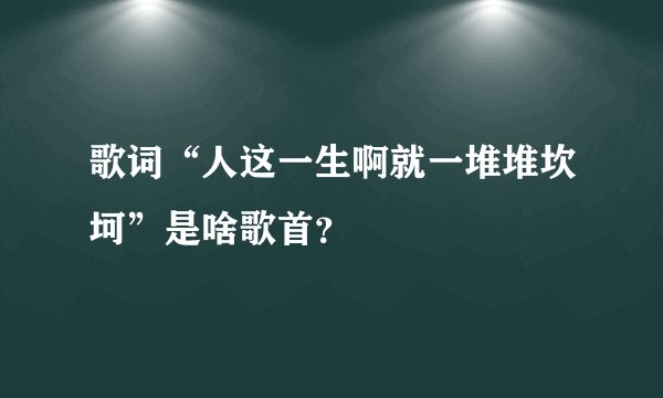 歌词“人这一生啊就一堆堆坎坷”是啥歌首？