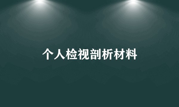 个人检视剖析材料