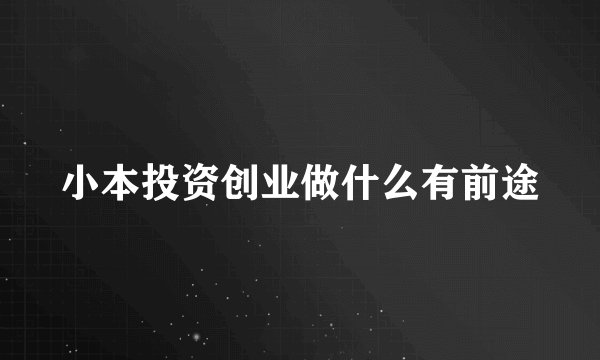 小本投资创业做什么有前途