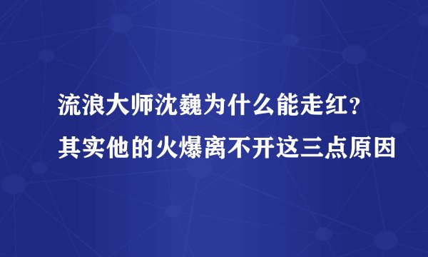 流浪大师沈巍为什么能走红？其实他的火爆离不开这三点原因