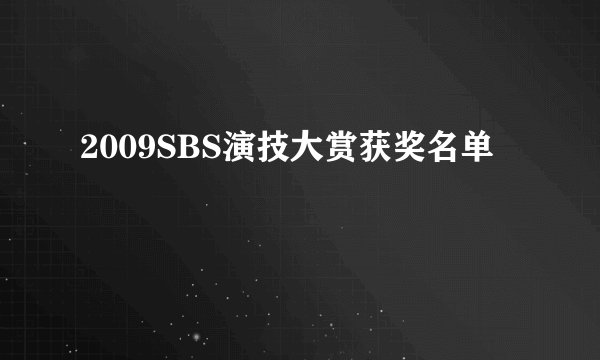 2009SBS演技大赏获奖名单