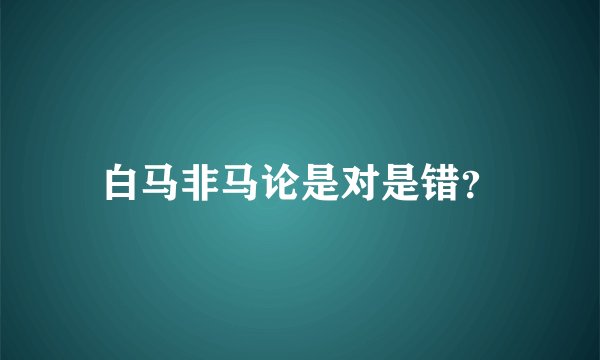 白马非马论是对是错？