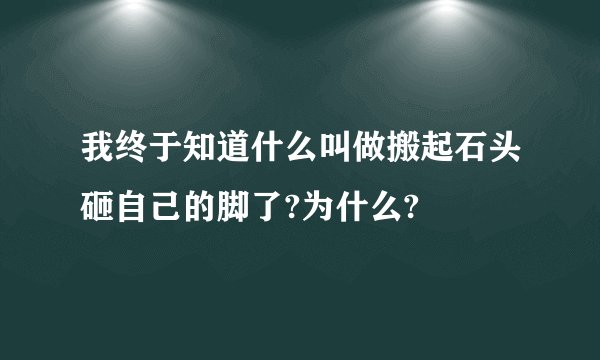 我终于知道什么叫做搬起石头砸自己的脚了?为什么?