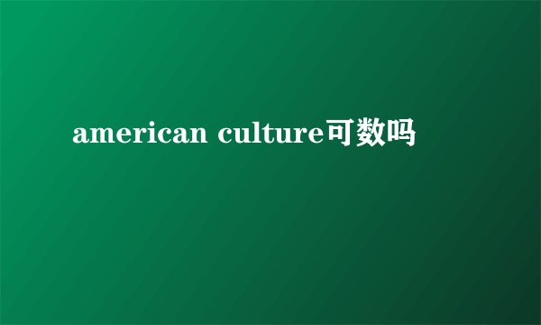 american culture可数吗