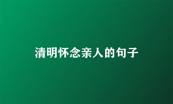 清明怀念亲人的句子