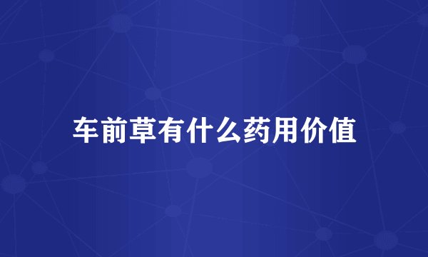 车前草有什么药用价值