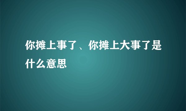 你摊上事了、你摊上大事了是什么意思