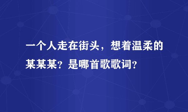 一个人走在街头，想着温柔的某某某？是哪首歌歌词？