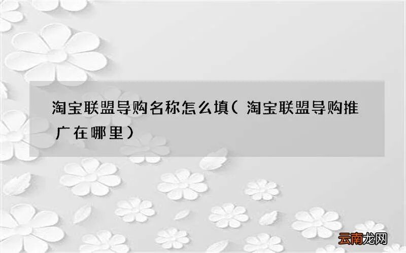 淘宝联盟导购推广在哪里 淘宝联盟导购名称怎么填
