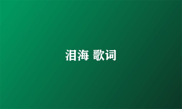 泪海 歌词