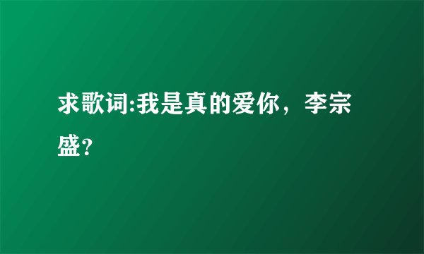 求歌词:我是真的爱你，李宗盛？