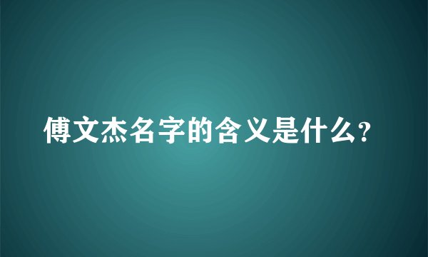 傅文杰名字的含义是什么？