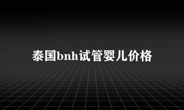 泰国bnh试管婴儿价格