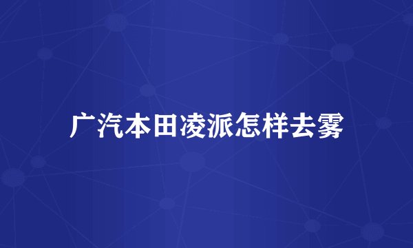 广汽本田凌派怎样去雾