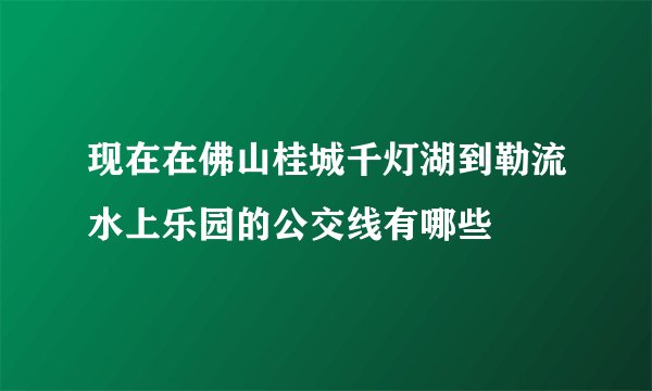 现在在佛山桂城千灯湖到勒流水上乐园的公交线有哪些