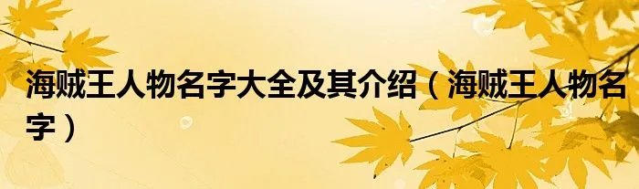 海贼王人物名字大全及其介绍（海贼王人物名字）