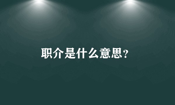 职介是什么意思？