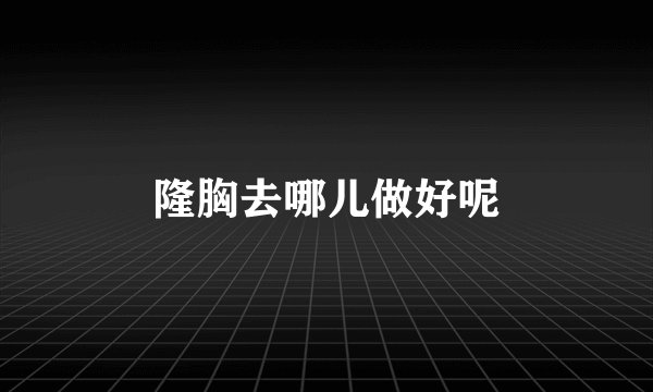 隆胸去哪儿做好呢