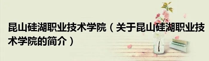 昆山硅湖职业技术学院（关于昆山硅湖职业技术学院的简介）