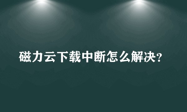 磁力云下载中断怎么解决？