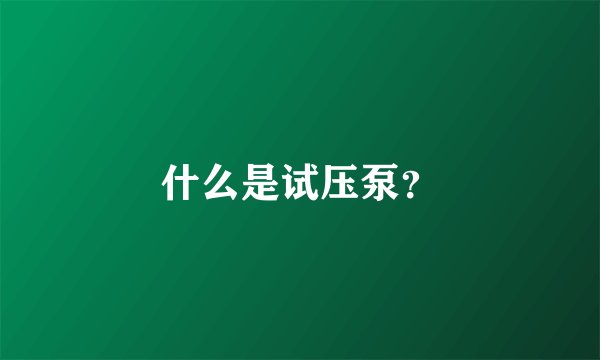 什么是试压泵？