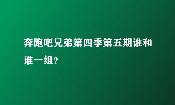 奔跑吧兄弟第四季第五期谁和谁一组？