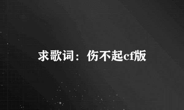 求歌词：伤不起cf版