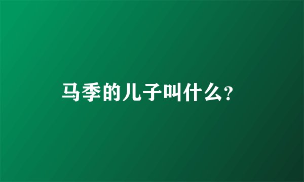 马季的儿子叫什么？