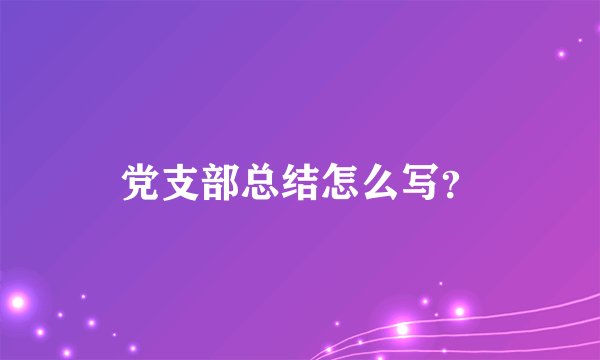 党支部总结怎么写？