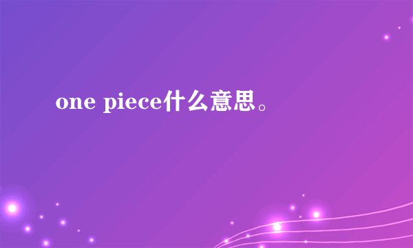 one piece什么意思。