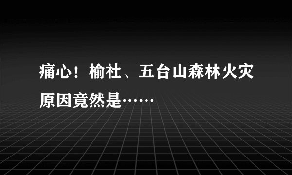 痛心！榆社、五台山森林火灾原因竟然是……