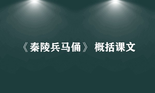 《秦陵兵马俑》 概括课文