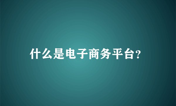 什么是电子商务平台？