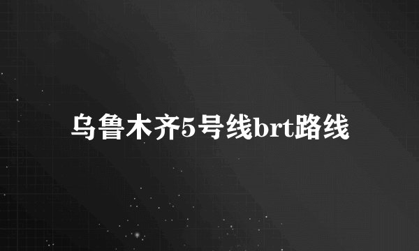 乌鲁木齐5号线brt路线