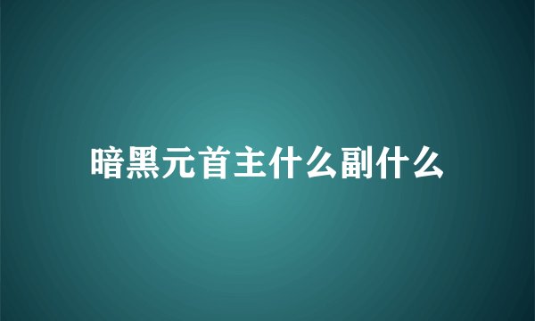 暗黑元首主什么副什么