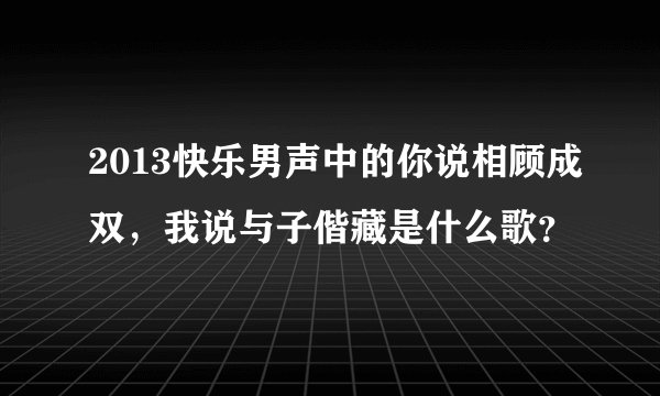 2013快乐男声中的你说相顾成双，我说与子偕藏是什么歌？