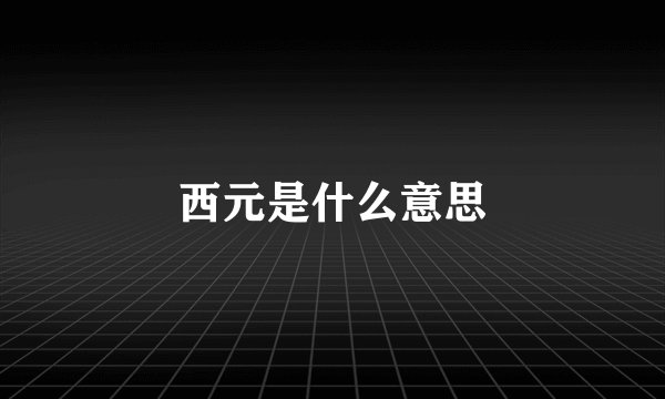 西元是什么意思