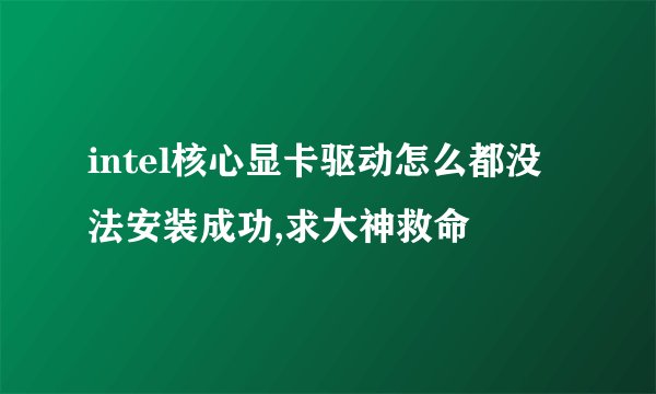 intel核心显卡驱动怎么都没法安装成功,求大神救命